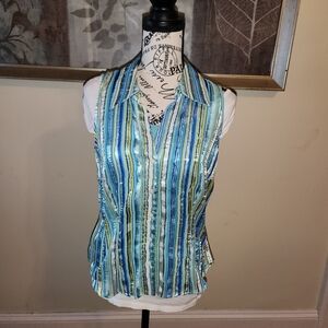 Tribal Blue and Green Striped Blouse
